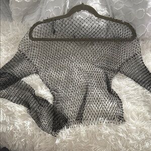 Black Mesh Sparkle Top
